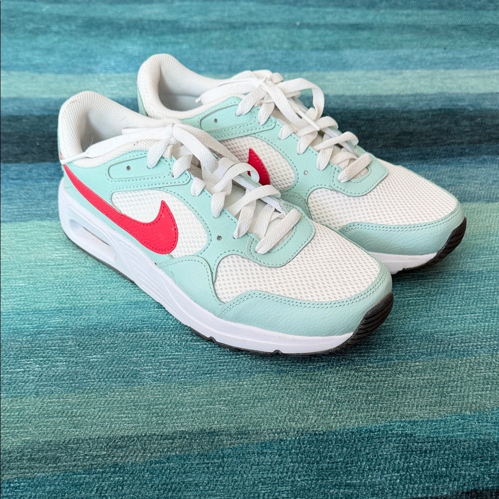 Nike Mint and White Sneakers with Red Accent